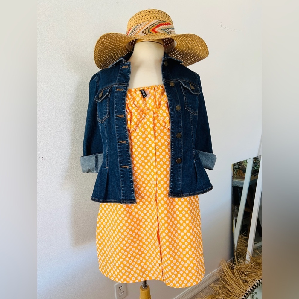 H&M Orange Floral Mini Dress - Size XS